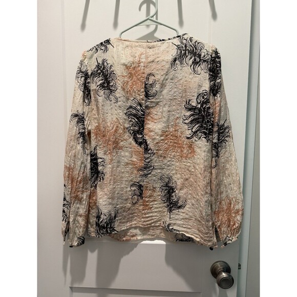 Trina Turk Feather Semi Sheer Silk Cotton Romantic Blouse Top Medium - Picture 4 of 4